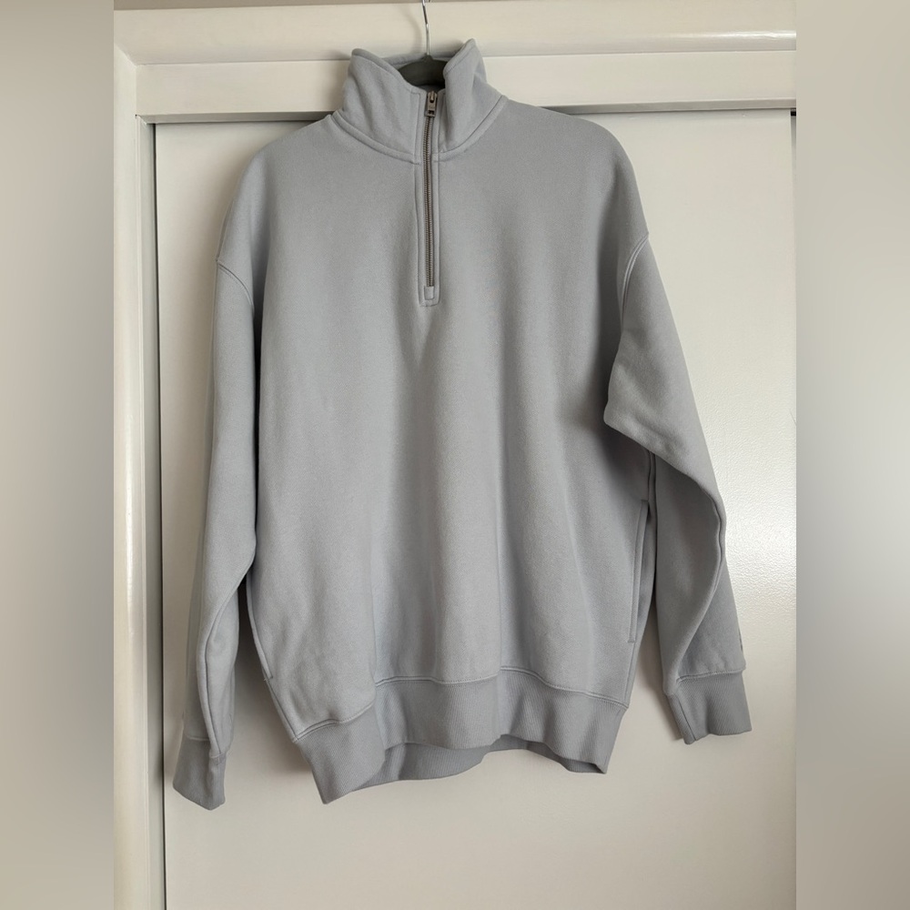 TNA Cozy Fleece Mega 1/4 Zip Sweatshirt - Mirror Blue (New With Tags)